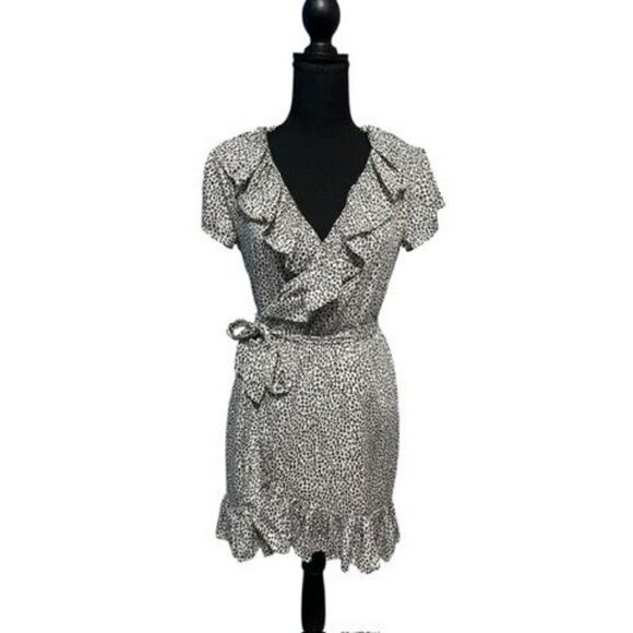 AMUSE SOCIETY CHEETAH WRAP COCKTAIL DRESS WHITE/BLACK REVOLVE SUMMER RESORT, BEA - Picture 2 of 7